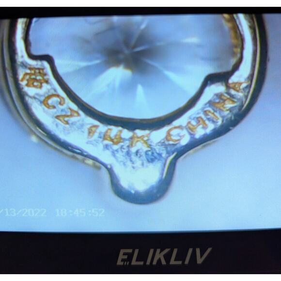 Diamonique CZ Drop Pendant Necklace | 14KT Gold Chain | Curved Linear Design - Picture 4 of 7